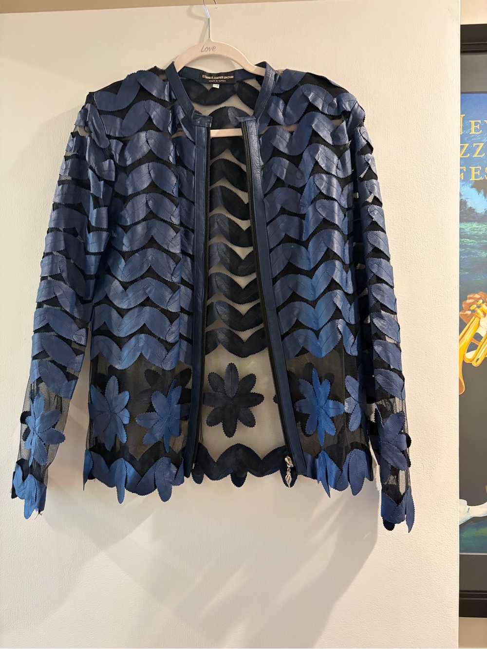 Blue Floral Appliqué Jacket - Women